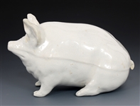 ROBERT HERON SCOTTISH WEMYSS WHITE POTTERY PIG