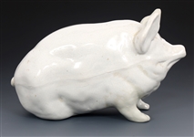 ROBERT HERON SCOTTISH WEMYSS WHITE POTTERY PIG