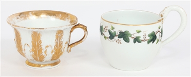 MEISSEN PORCELAIN TEA CUPS & SAUCERS