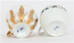 MEISSEN PORCELAIN TEA CUPS & SAUCERS