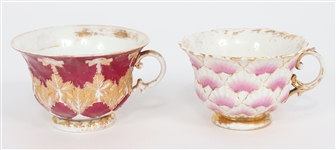 MEISSEN PORCELAIN TEA CUPS & SAUCERS