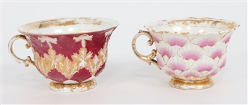 MEISSEN PORCELAIN TEA CUPS & SAUCERS