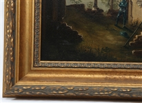 19TH C. GOTHIC REVIVAL ARCHITECTURAL OIL ON CANVAS