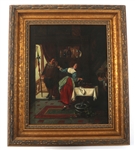 19TH C. GOTHIC REVIVAL OIL ON CANVAS TAVERN SCENE 