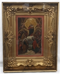 19TH C. OIL ON CANVAS QUEEN OF ALL SAINTS PAINTING 