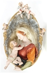 ITALIAN PORCELAIN MADONNA & CHILD WALL PLAQUES