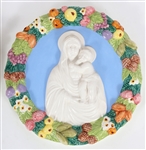 ITALIAN PORCELAIN MADONNA & CHILD WALL PLAQUES