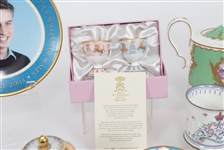 ROYAL FAMILY THEMED CHINA GLASS TEA CUPS POT & SAUCERS 