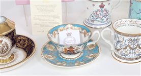ROYAL FAMILY THEMED CHINA GLASS TEA CUPS POT & SAUCERS 