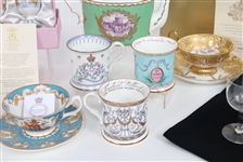 ROYAL FAMILY THEMED CHINA GLASS TEA CUPS POT & SAUCERS 