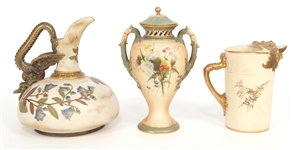 BRITISH PORCELAIN, POTTERY, LETTER OPENER & DESK CLOCK