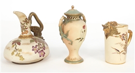BRITISH PORCELAIN, POTTERY, LETTER OPENER & DESK CLOCK
