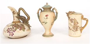 BRITISH PORCELAIN, POTTERY, LETTER OPENER & DESK CLOCK