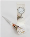 BRITISH PORCELAIN, POTTERY, LETTER OPENER & DESK CLOCK