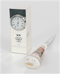 BRITISH PORCELAIN, POTTERY, LETTER OPENER & DESK CLOCK