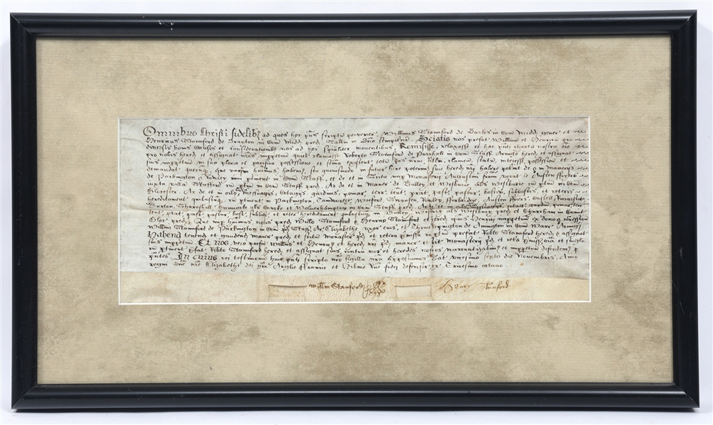 16th C. DEED MANUSCRIPT SIGNED WM & HENRY STANFORD
