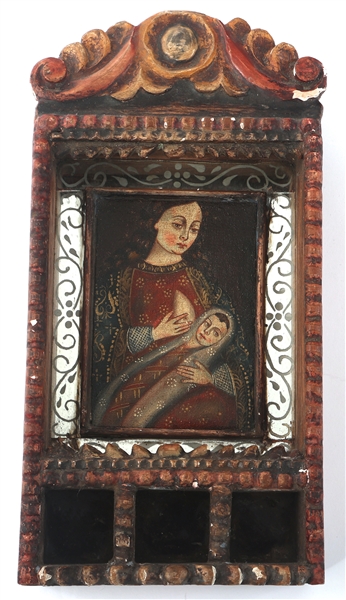 PERUVIAN CUZCO SCHOOL MADONNA & CHILD SHRINE