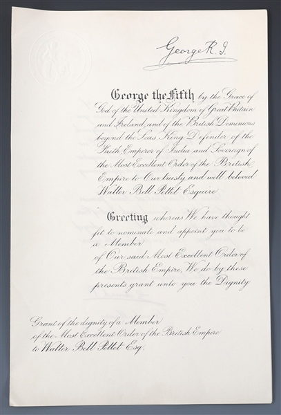 1918 KING GEORGE V & PRINCE EDWARD SIGNED DOCUMENT 