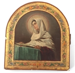 RUSSIAN ORTHODOX MADONNA PAINTED WOODEN ICON
