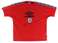 DAVID BECKHAM & MICHAEL OWEN SIGNED SOCCER JERSEY