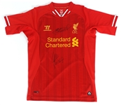 STEVEN GERRARD LUIS SUAREZ SIGNED SOCCER JERSEYS