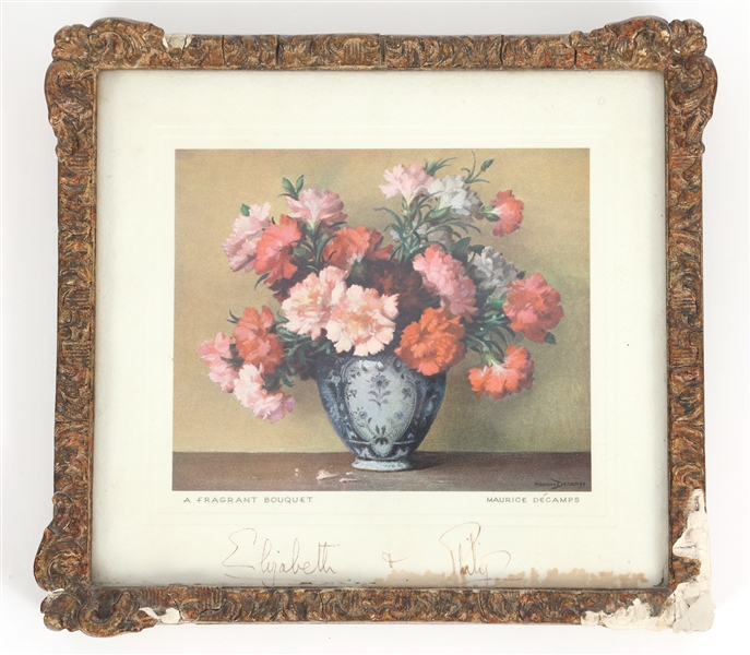 QUEEN ELIZABETH II & PRINCE PHILIP SIGNED ART PRINT