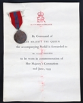 1953 QUEEN ELIZABETH II CORONATION MEDAL & LETTER