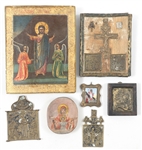 RUSSIAN ORTHODOX ICONS - BRASS, WOOD, & PORCELAIN