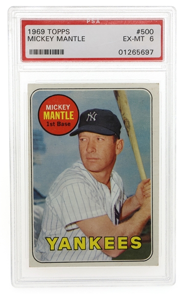 1969 TOPPS MICKEY MANTLE #500 BASEBALL CARD PSA GRADED