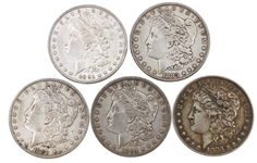 1883 1884 1888 & 1891 US SILVER MORGAN DOLLAR COINS