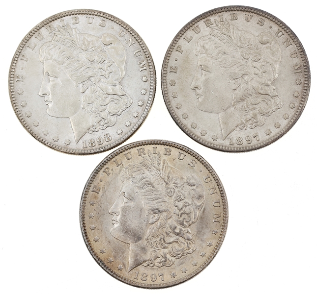 1897 & 1898 US SILVER MORGAN DOLLAR COINS