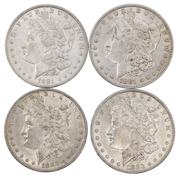 1881-O & 1883-O US SILVER MORGAN DOLLAR COINS