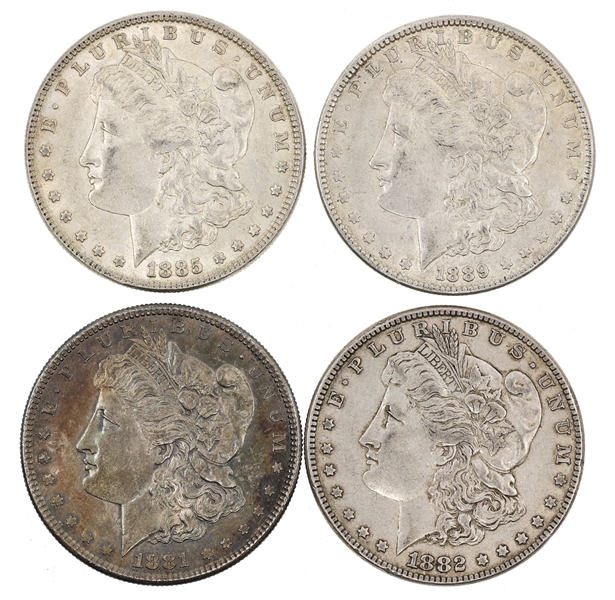 1881 1882 1885 & 1889 US SILVER MORGAN DOLLAR COINS