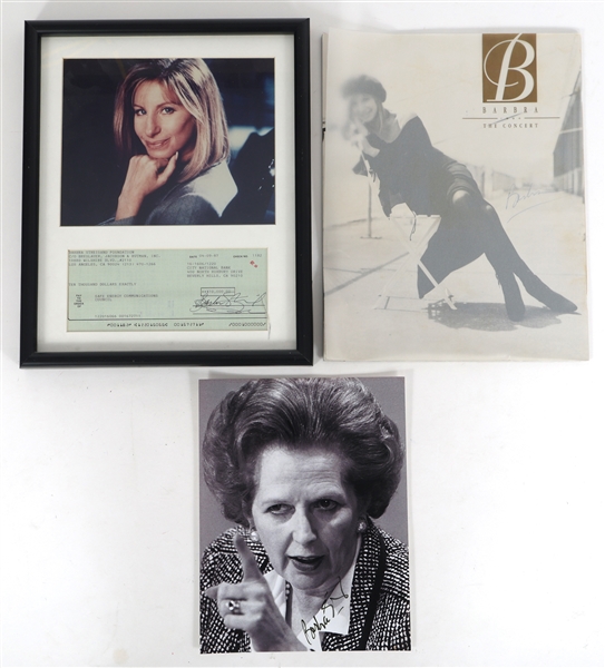 BARBRA STREISAND SIGNED FRAMED MEMORABILIA 