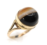 10K YELLOW GOLD BANDED AGATE FASHION RING