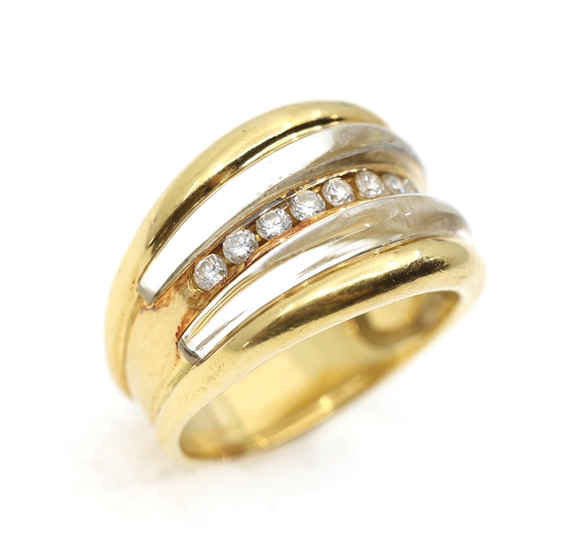 18K YELLOW GOLD DIAMOND & ACRYLIC FASHION BAND 