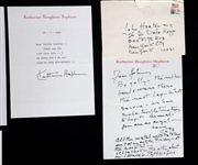 KATHARINE HEPBURN SIGNED EPHEMERA 