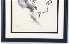 PAT OLIPHANT FRAMED GREASE MARKER SIGNED SKETCH 
