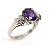 18K WHITE GOLD AMETHYST & DIAMOND FASHION RING