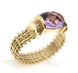 14K YELLOW GOLD AMETHYST FLEXIBLE BAND FASHION RING