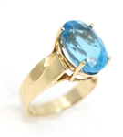 14K YELLOW GOLD SWISS BLUE TOPAZ COCKTAIL RING