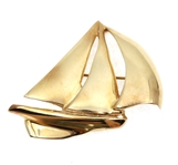 14K YELLOW GOLD SAILBOAT BROOCH 
