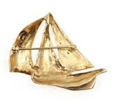 14K YELLOW GOLD SAILBOAT BROOCH 
