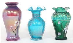 FENTON GLASS HAND PAINTED VASES 
