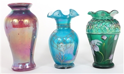 FENTON GLASS HAND PAINTED VASES 
