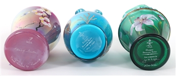 FENTON GLASS HAND PAINTED VASES 