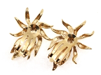 14K YELLOW GOLD BLUE SAPPHIRE FLORAL CLIP-ON EARRINGS