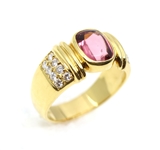 18K YELLOW GOLD PINK TOURMALINE & DIAMOND FASHION RING