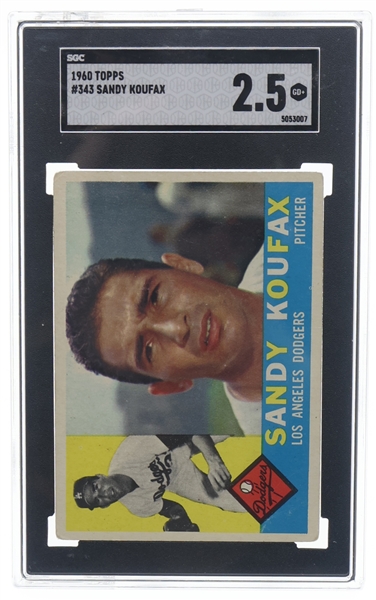 1960 TOPPS SANDY KOUFAX #343 BASEBALL CARD GRADED