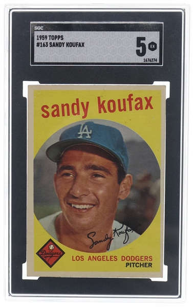 1959 TOPPS SANDY KOUFAX #163 BASEBALL CARD SGC GRADED